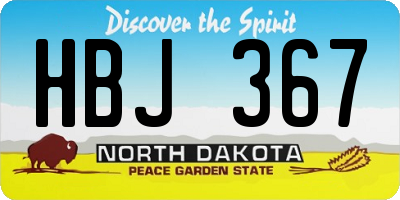 ND license plate HBJ367