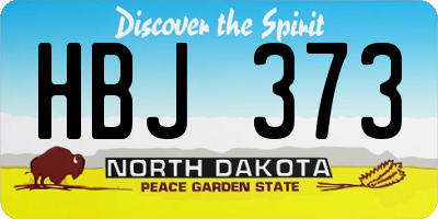 ND license plate HBJ373