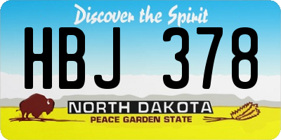 ND license plate HBJ378