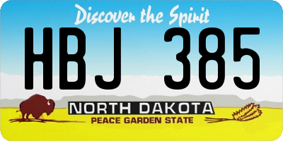 ND license plate HBJ385