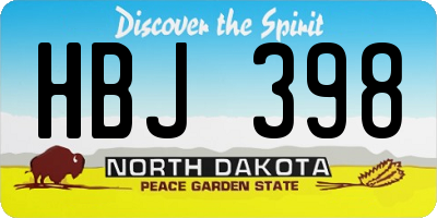 ND license plate HBJ398