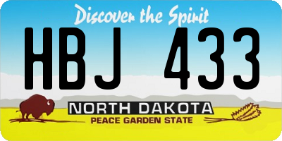 ND license plate HBJ433