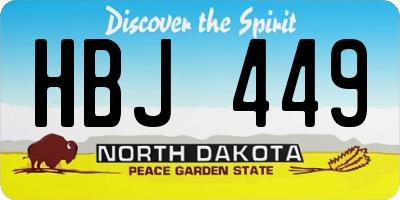 ND license plate HBJ449
