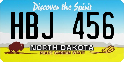 ND license plate HBJ456