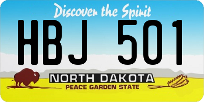 ND license plate HBJ501