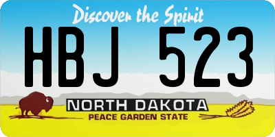 ND license plate HBJ523