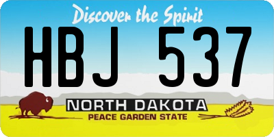 ND license plate HBJ537