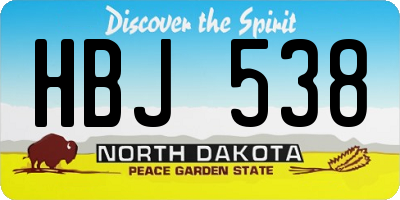 ND license plate HBJ538