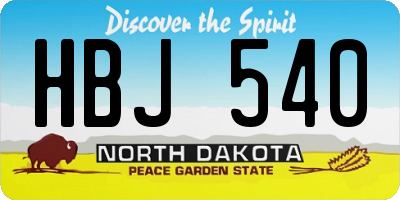 ND license plate HBJ540