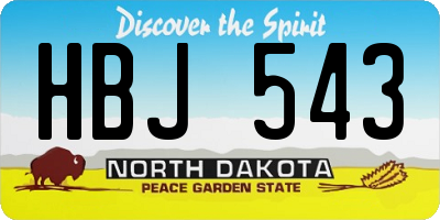 ND license plate HBJ543