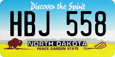 ND license plate HBJ558