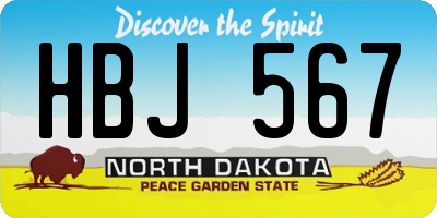 ND license plate HBJ567