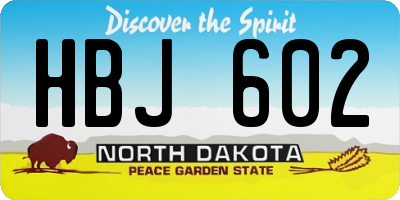 ND license plate HBJ602