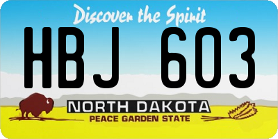 ND license plate HBJ603