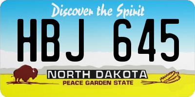 ND license plate HBJ645