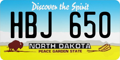 ND license plate HBJ650