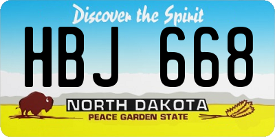 ND license plate HBJ668