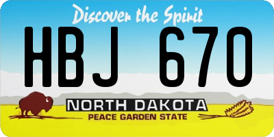 ND license plate HBJ670