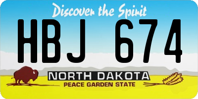 ND license plate HBJ674