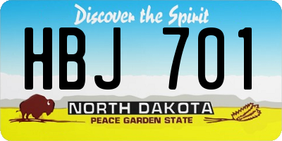 ND license plate HBJ701