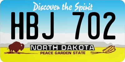 ND license plate HBJ702