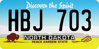 ND license plate HBJ703