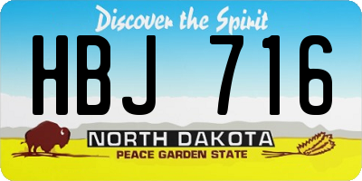 ND license plate HBJ716