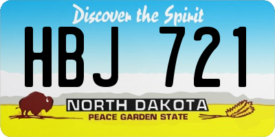 ND license plate HBJ721