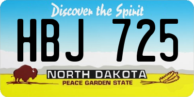 ND license plate HBJ725