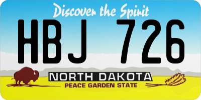 ND license plate HBJ726