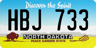 ND license plate HBJ733