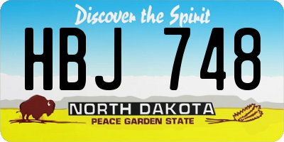 ND license plate HBJ748