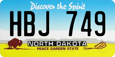ND license plate HBJ749