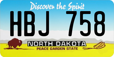 ND license plate HBJ758