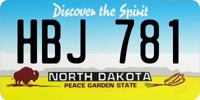 ND license plate HBJ781
