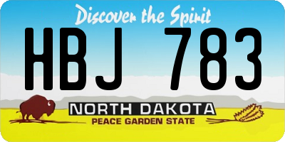 ND license plate HBJ783