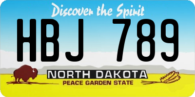 ND license plate HBJ789