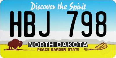 ND license plate HBJ798