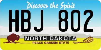 ND license plate HBJ802