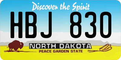 ND license plate HBJ830