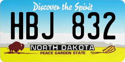 ND license plate HBJ832