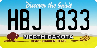 ND license plate HBJ833