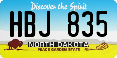 ND license plate HBJ835