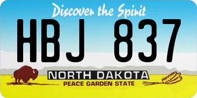 ND license plate HBJ837