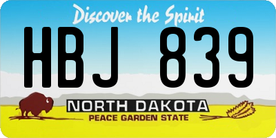 ND license plate HBJ839