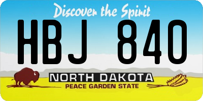 ND license plate HBJ840