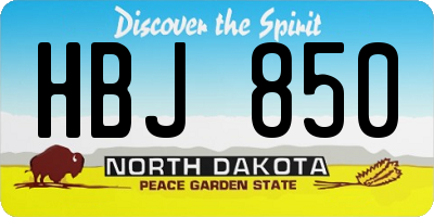 ND license plate HBJ850