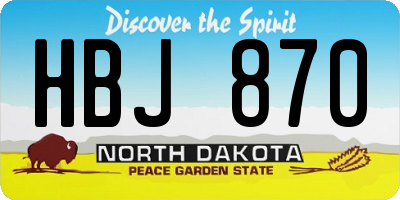ND license plate HBJ870