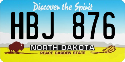ND license plate HBJ876