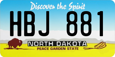 ND license plate HBJ881
